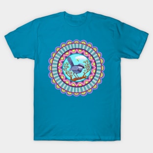 Australian Blue Wren Mandala T-Shirt